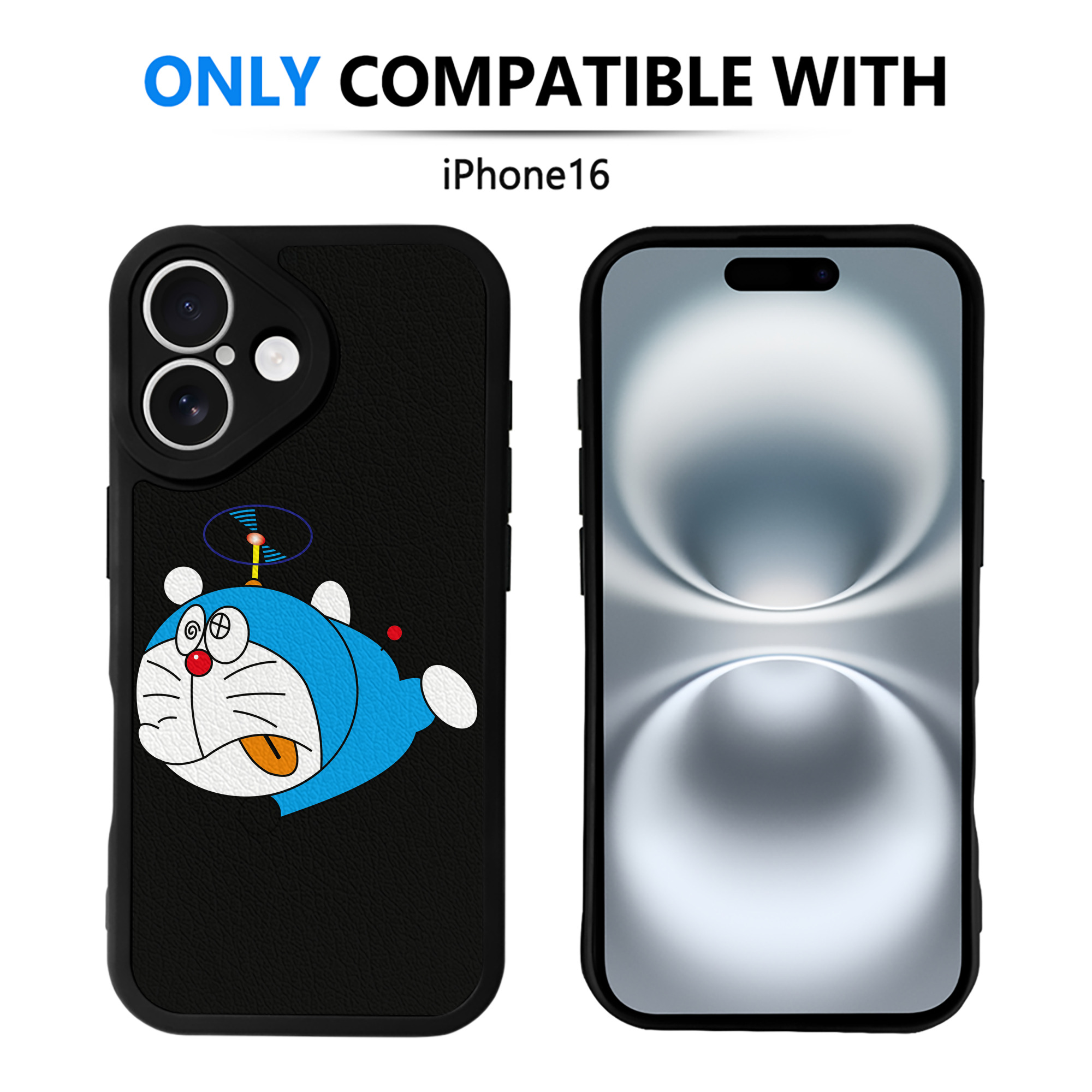 （画像用） ドラえもん Doraemon 【iPhone 16シリーズ対応】シリコンスマホケース（レザー調） 材質：シリコン